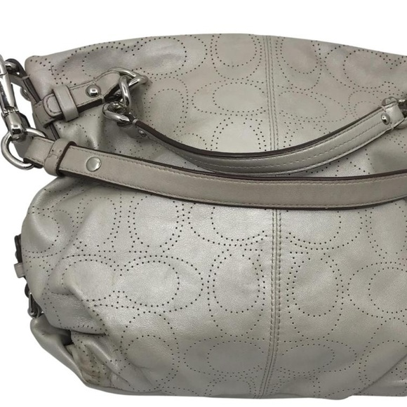 Coach Handbags - COACH L White C Dotted Design Leather Shoulder Bag